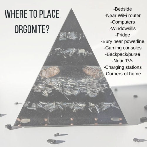 Shungite Orgonite Sticker for Phones, Laptops & Tablets | Resin Tech Accessory with Copper and Quartz | Handmade Portable Desk Decor