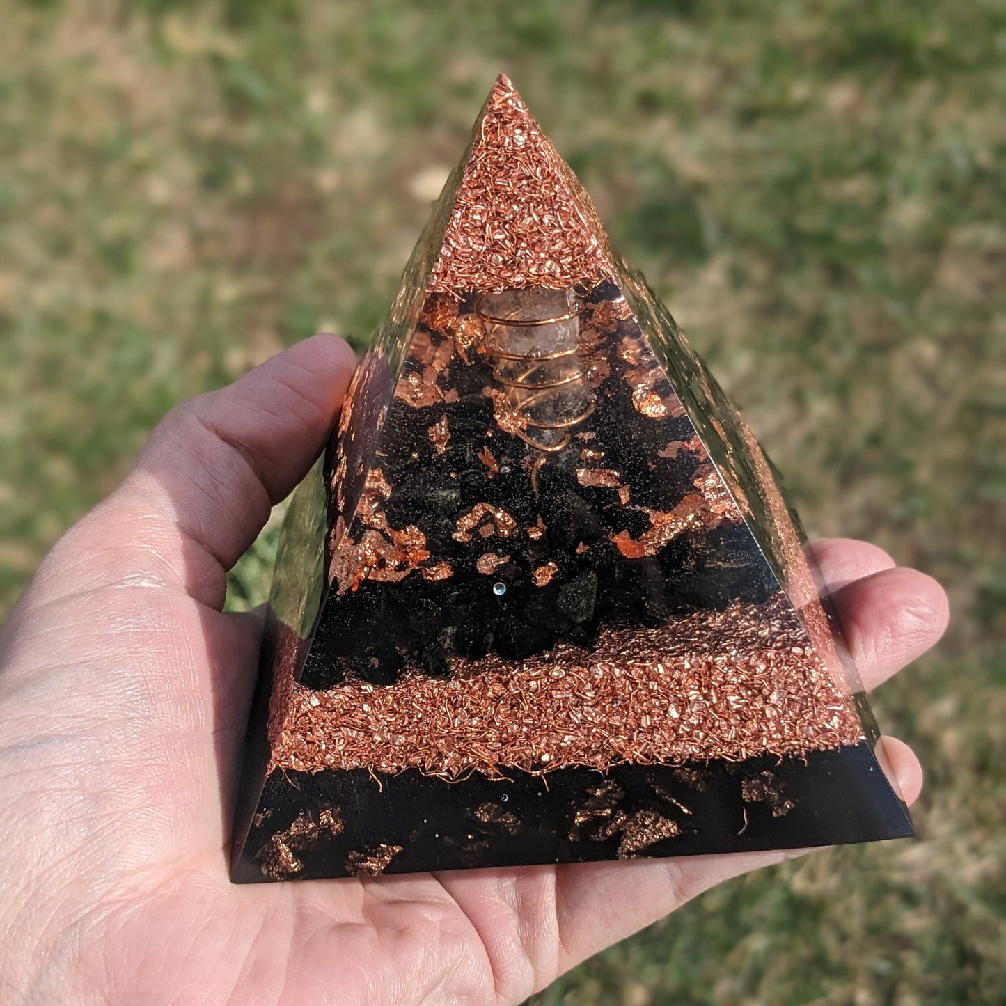 Handmade Orgonite Pyramid For EMF Protection Shield Empath Protection Stone Pyramid Crystal For Healing Energy Gift Negative Energy Cleanse