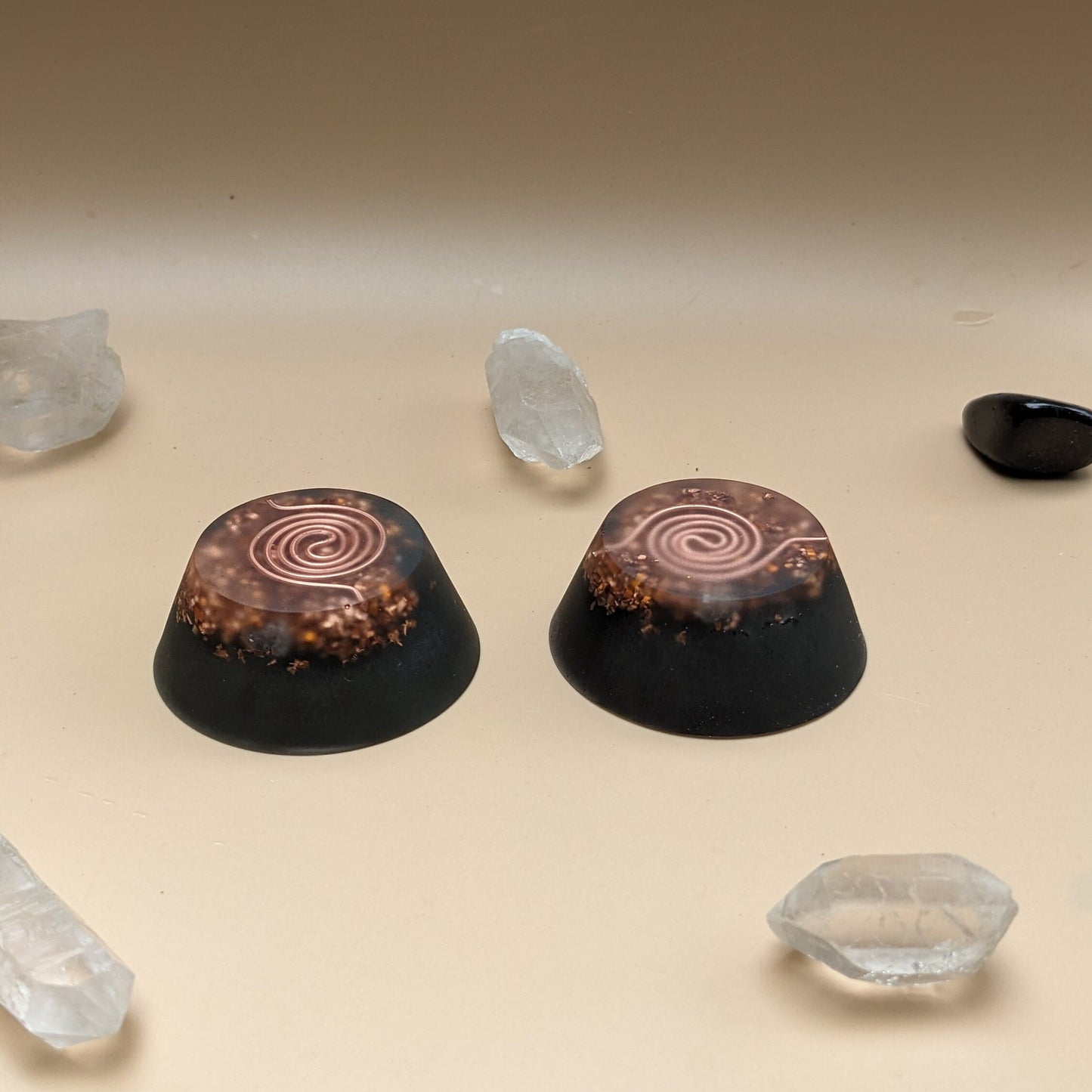 Small Tower Busters with Shungite, Copper & Quartz | Portable Resin Disc for Home, Office and Travel | Handmade Orgonite Accessory