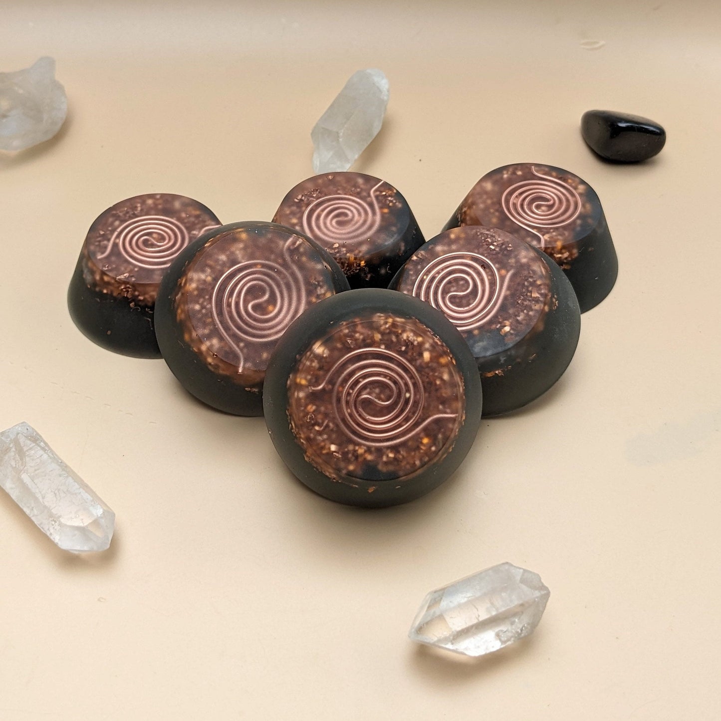Orgonite Tower Busters Set | Copper Quartz Shungite Resin Mix | Handmade EMF Desk Decor