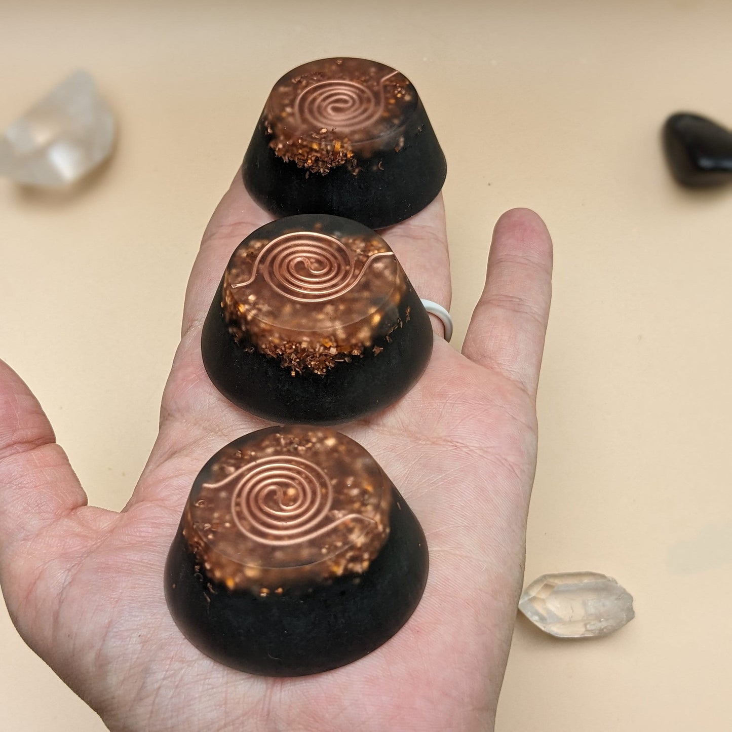 Orgonite Tower Busters Set | Copper Quartz Shungite Resin Mix | Handmade EMF Desk Decor