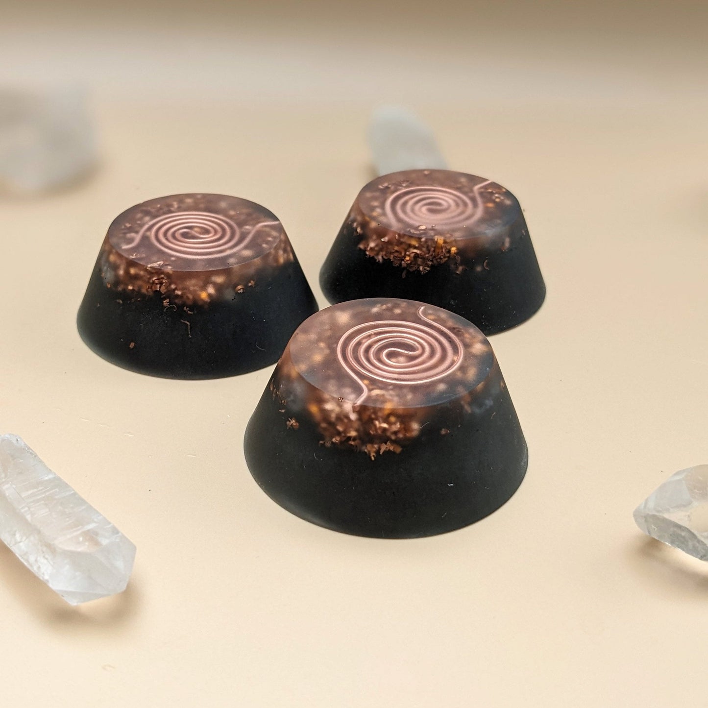 Orgonite Tower Busters Set | Copper Quartz Shungite Resin Mix | Handmade EMF Desk Decor