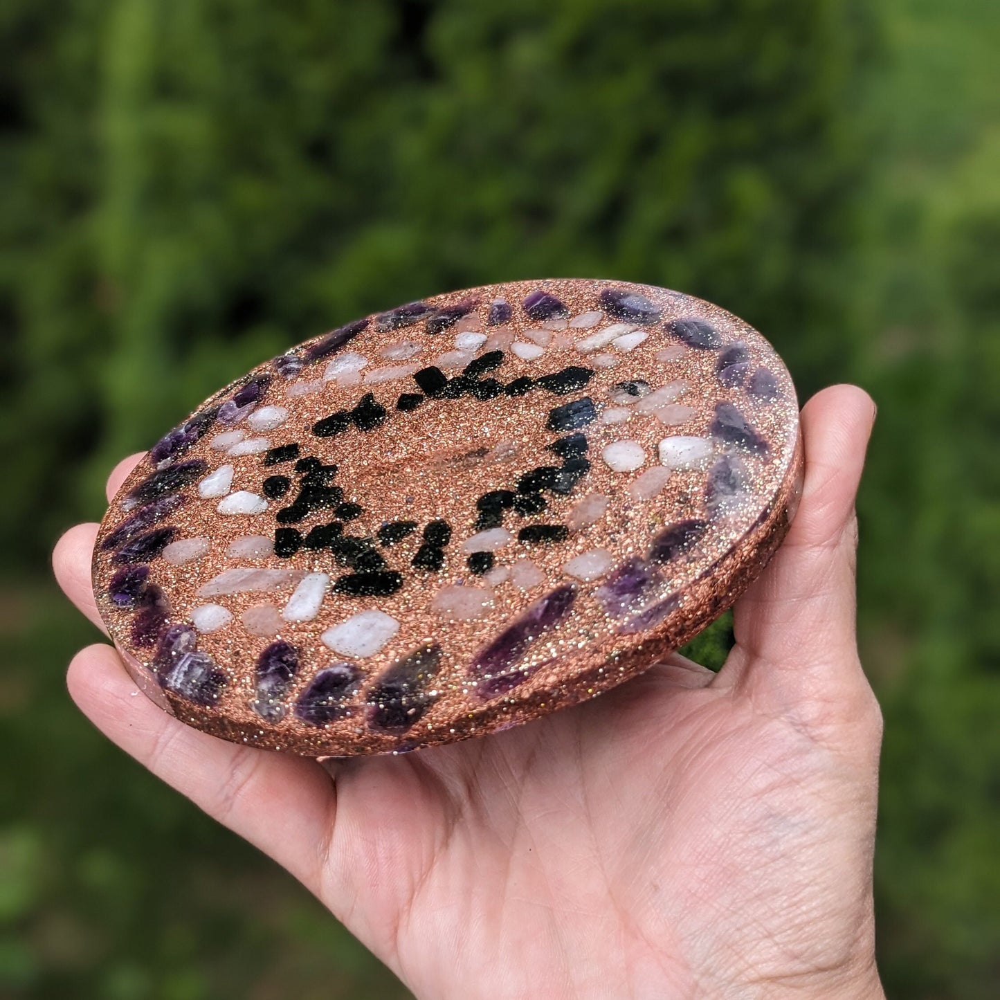 Crystal Charging Plate For Cleansing Energy - Gift For Anxiety - Balancing Energy Stones - Orgone Charge Station - Orgonite For EMF Shield