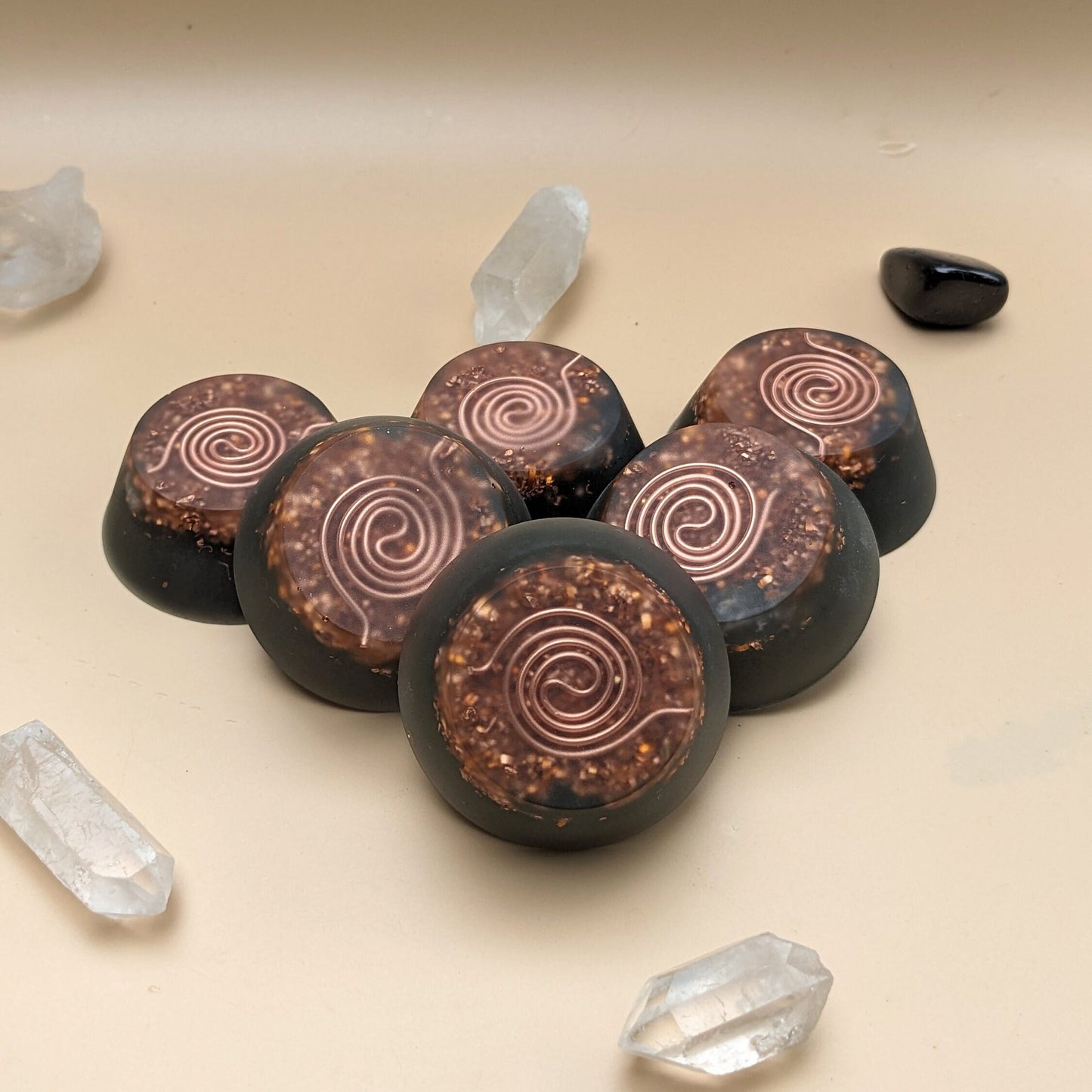 Small Tower Busters with Shungite, Copper & Quartz | Portable Resin Disc for Home, Office and Travel | Handmade Orgonite Accessory