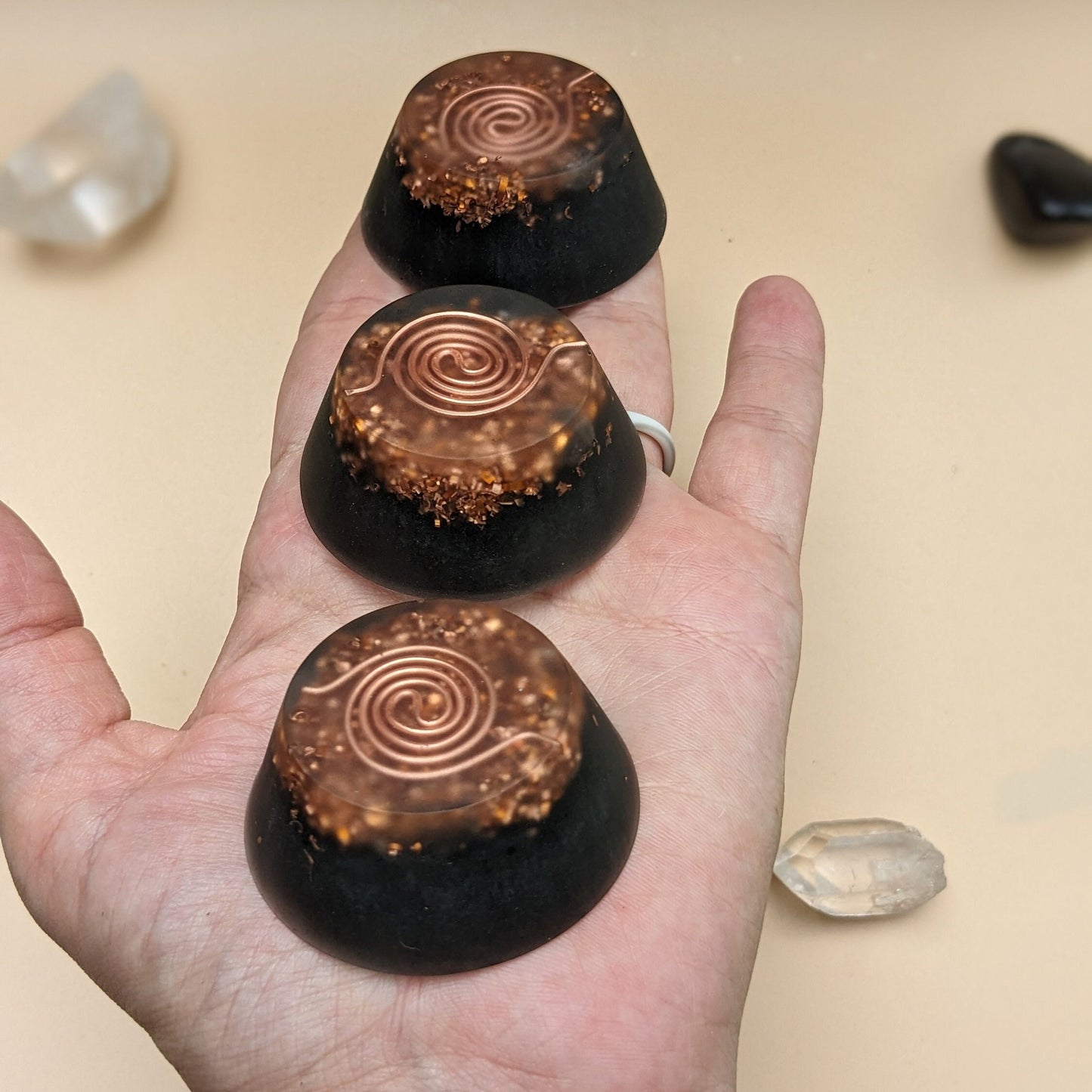 Small Tower Busters with Shungite, Copper & Quartz | Portable Resin Disc for Home, Office and Travel | Handmade Orgonite Accessory
