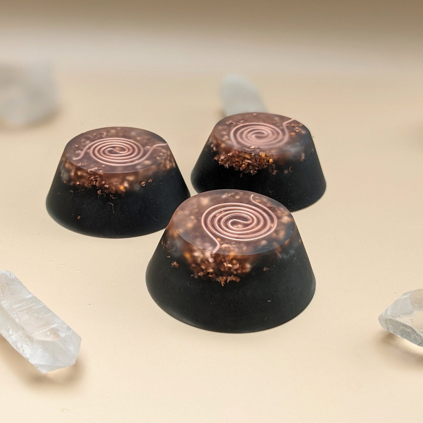 Small Tower Busters with Shungite, Copper & Quartz | Portable Resin Disc for Home, Office and Travel | Handmade Orgonite Accessory