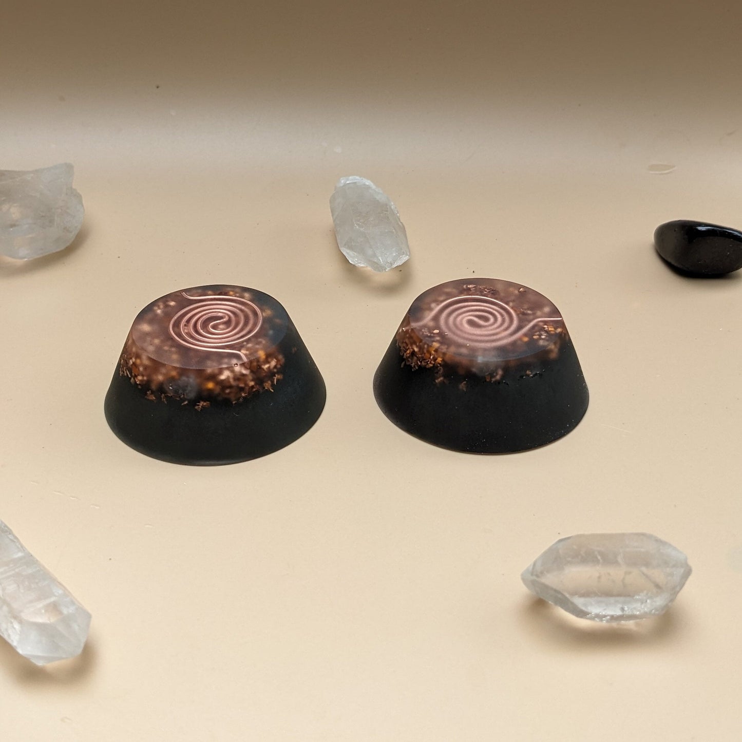 Orgonite Tower Busters Set | Copper Quartz Shungite Resin Mix | Handmade EMF Desk Decor