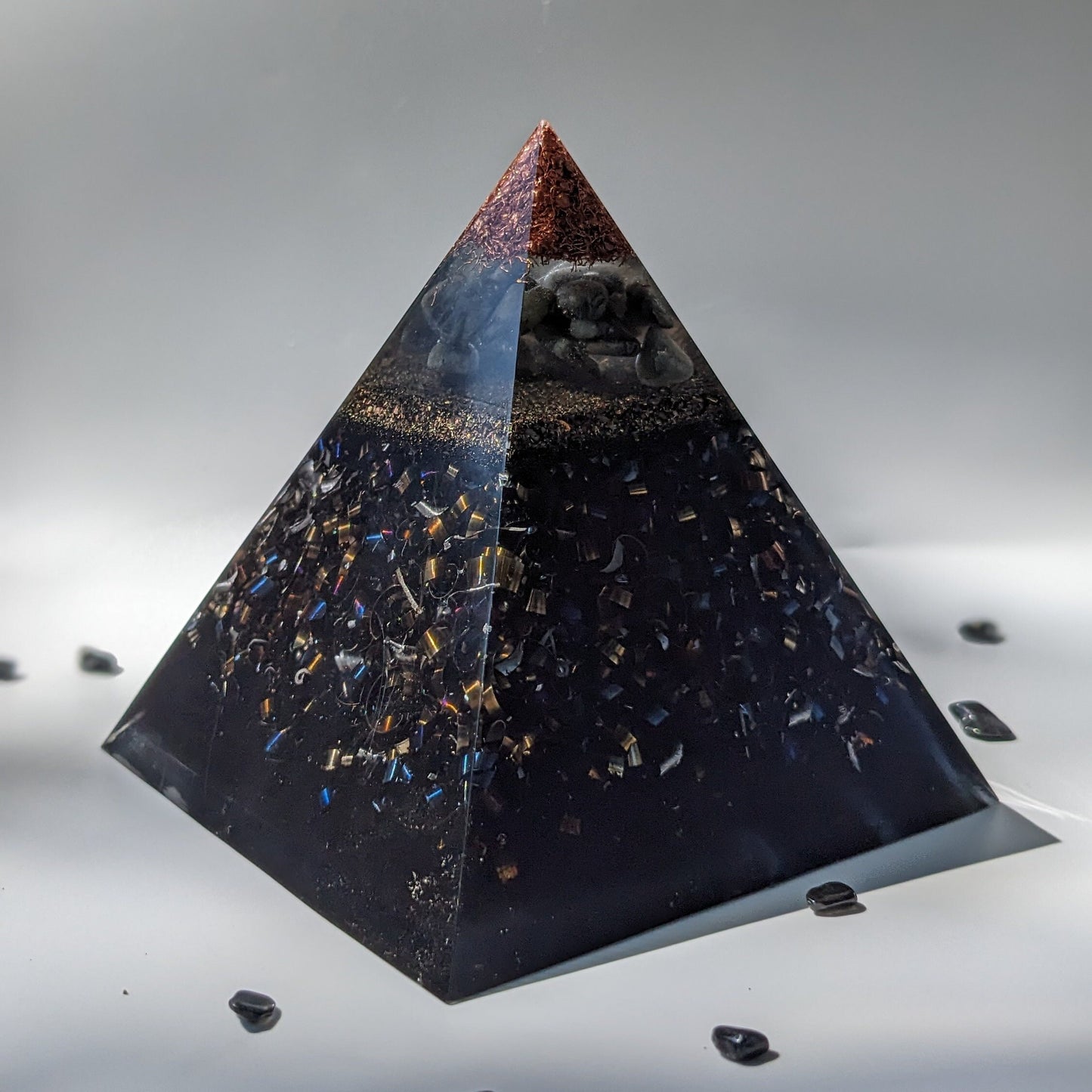 Orgone Energy Pyramid With Labradorite Tower Point Throat Chakra Stone Healing Crystal Gift For New Home Cleansing Energy Gift For Spiritual