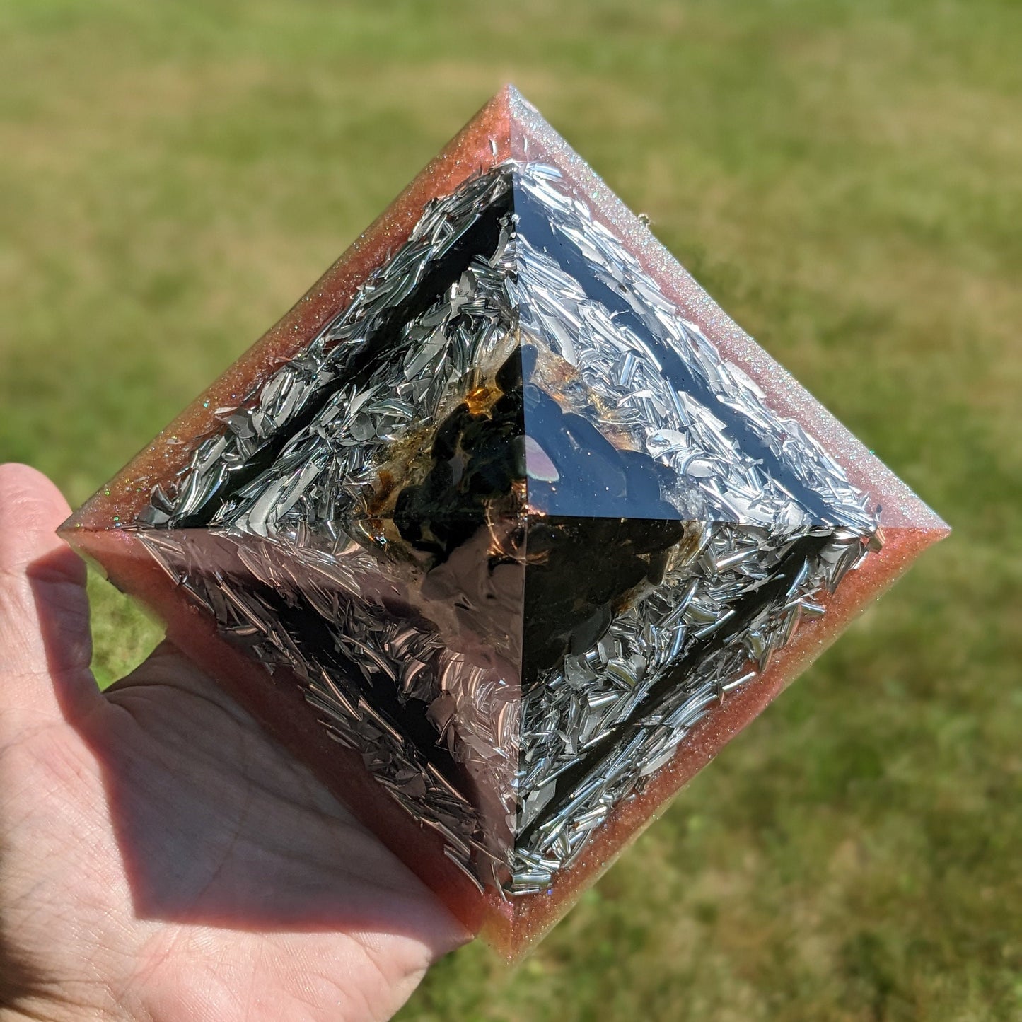 Powerful Orgone Pyramid - Black Obsidian Citrine Shungite Crystal - Negativity Protection For Empaths - Intention Setting Meditation Tool