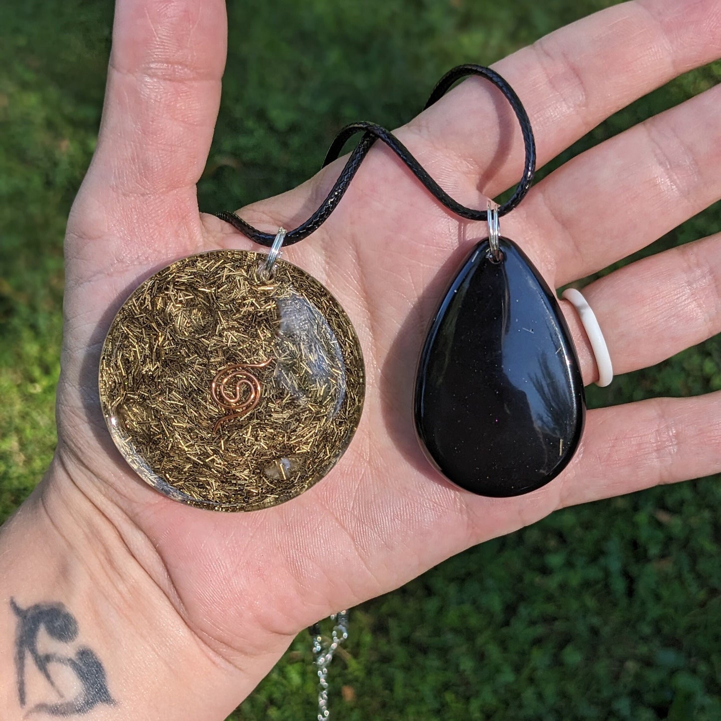 Powerful EMF And Energy Protection Amulet - Orgonite Necklace - Shungite Stone Pendant - Minimalist Empath Protector - Anxiety Relief Gift