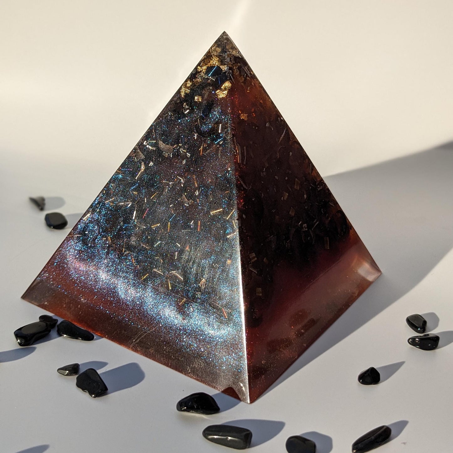 Orgone Pyramid For EMF Protection - Mindfulness Meditation Tool - Crystal Lover Gift - Spiritual Awakening Art Decor - Empath Shield Stone