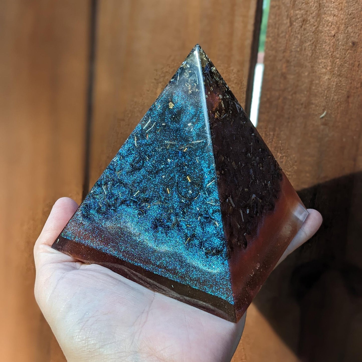 Orgone Pyramid For EMF Protection - Mindfulness Meditation Tool - Crystal Lover Gift - Spiritual Awakening Art Decor - Empath Shield Stone