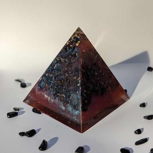 Orgone Pyramid For EMF Protection - Mindfulness Meditation Tool - Crystal Lover Gift - Spiritual Awakening Art Decor - Empath Shield Stone