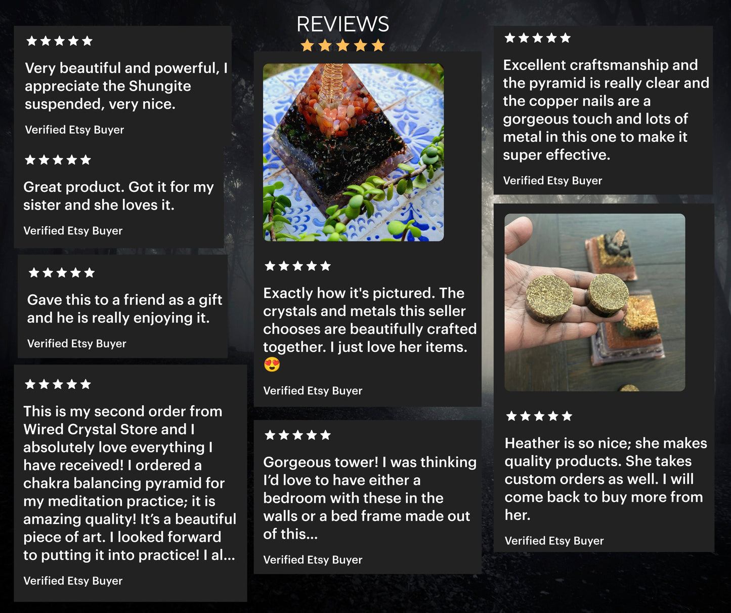 Handmade Orgonite Charging Plate with Quartz, Copper & Tourmaline – Resin Coaster for Desk or Nightstand – EMF Awareness Gift