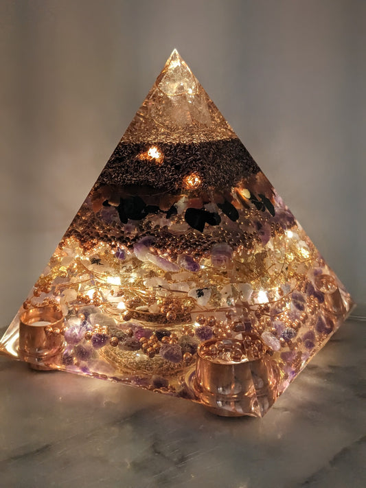 Large Orgonite Pyramid For Crystal Cleansing And Energy Healing As A Powerful Tool Metaphysical For EMF Protection And Energy Healing Gift