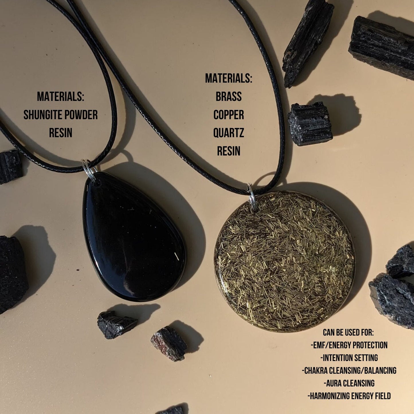 Powerful EMF And Energy Protection Amulet - Orgonite Necklace - Shungite Stone Pendant - Minimalist Empath Protector - Anxiety Relief Gift