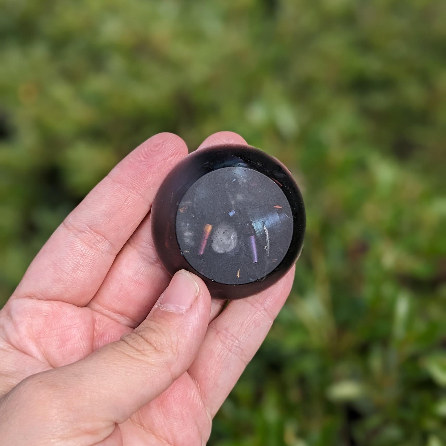 Compact Orgonite Tower Buster with Shungite, Quartz & Steel – Handmade Resin Disc for Desk, Travel, or Home Decor