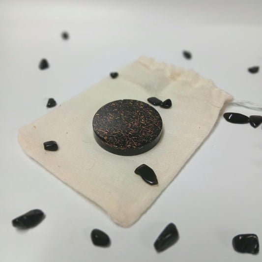 Handmade Orgonite Phone Disc with Shungite & Crystals – Resin Phone, Laptop, or Tablet Accessory – Unique Pocket Decor Gift