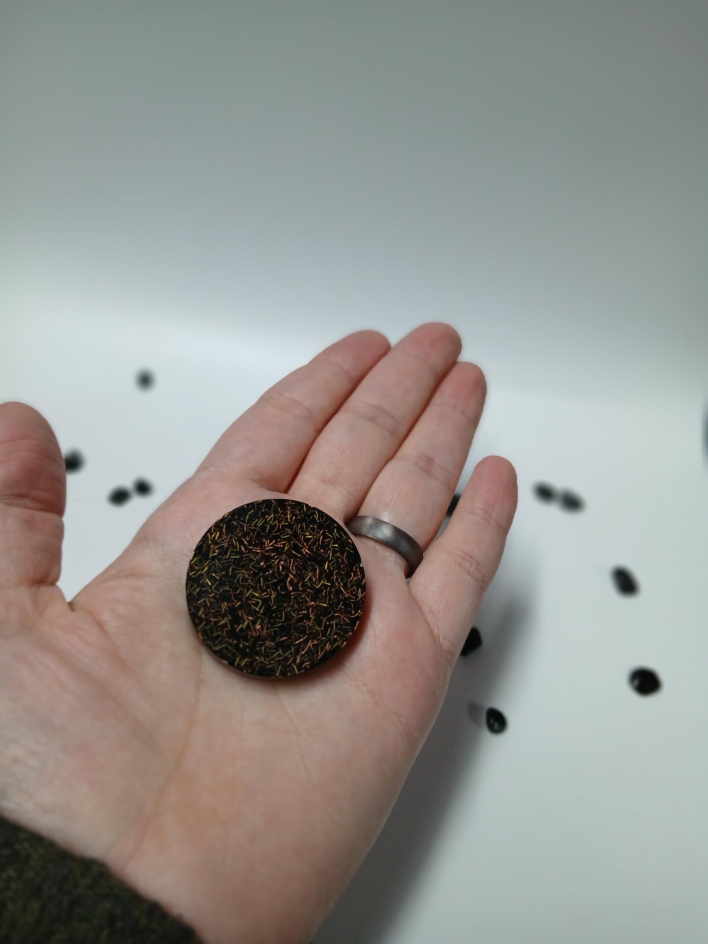 Handmade Orgonite Phone Disc with Shungite & Crystals – Resin Phone, Laptop, or Tablet Accessory – Unique Pocket Decor Gift