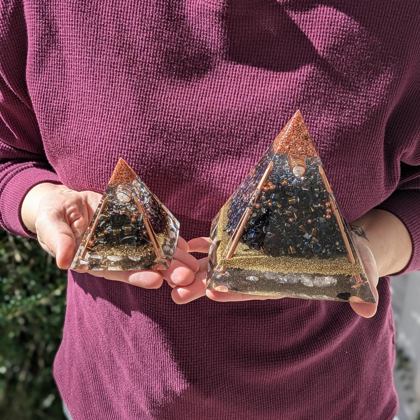 Large & Small Orgonite Pyramid - Emf Awareness 5G Smart Meter - Powerful Real Orgone Generator - Positive Energy