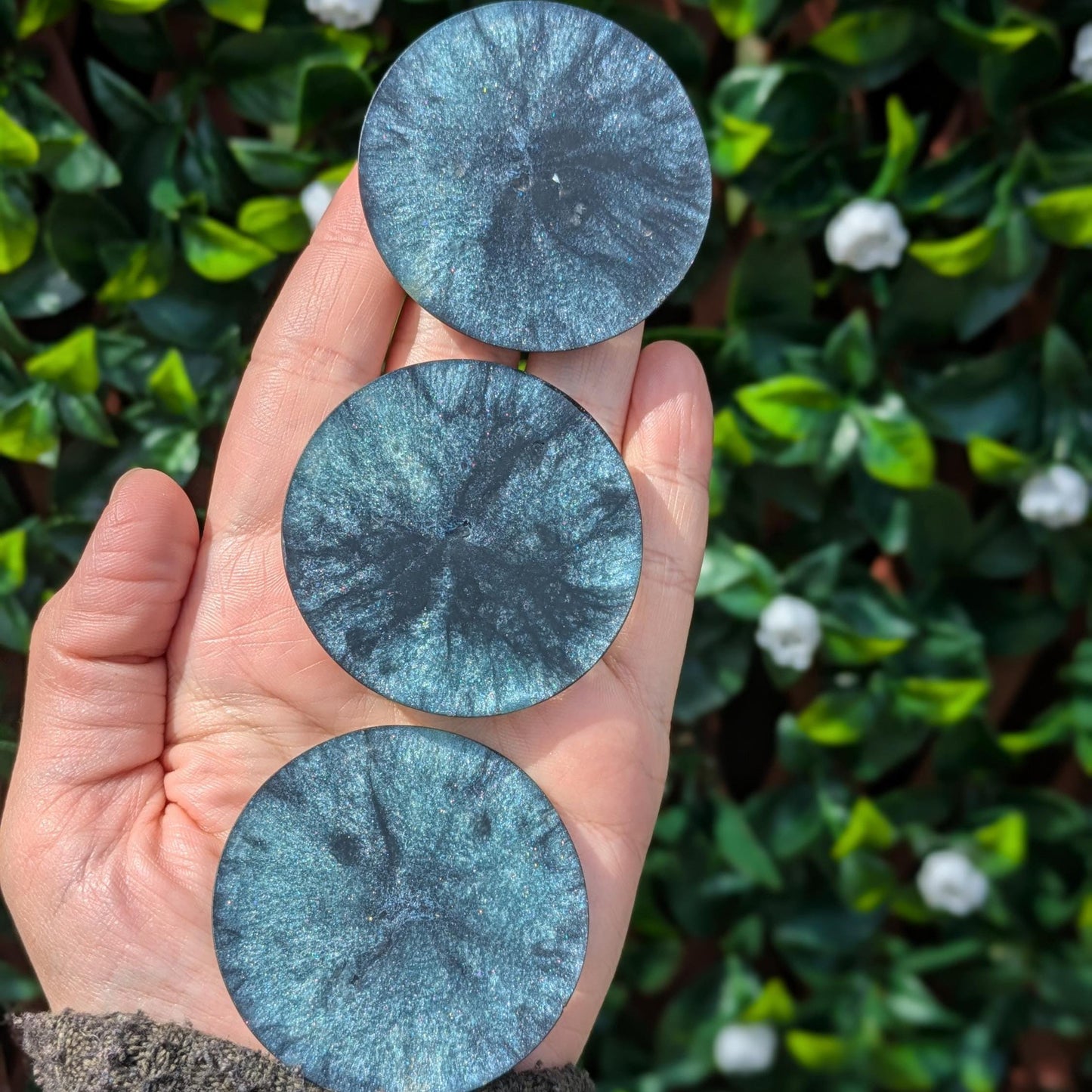 Handmade Orgonite Pocket or Phone Protector | Small Resin Disc with Quartz & Shungite | Portable Travel Charm Gift | Adhesive Option