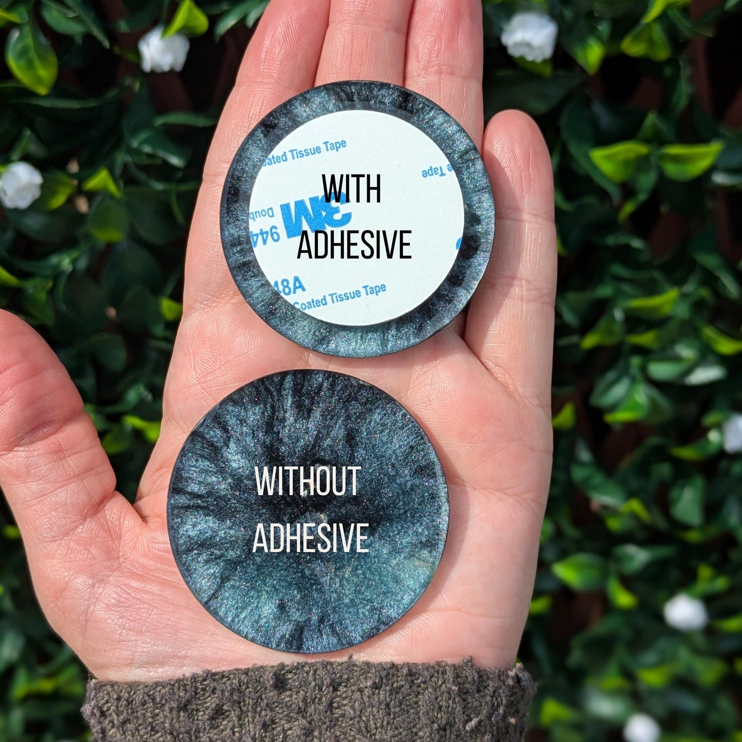 Handmade Orgonite Pocket or Phone Protector | Small Resin Disc with Quartz & Shungite | Portable Travel Charm Gift | Adhesive Option