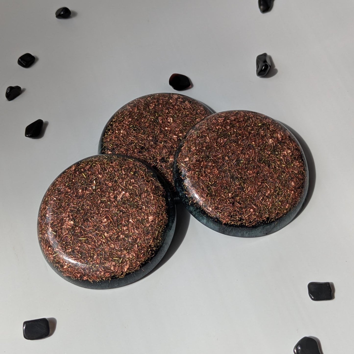 Handmade Orgonite Pocket or Phone Protector | Small Resin Disc with Quartz & Shungite | Portable Travel Charm Gift | Adhesive Option