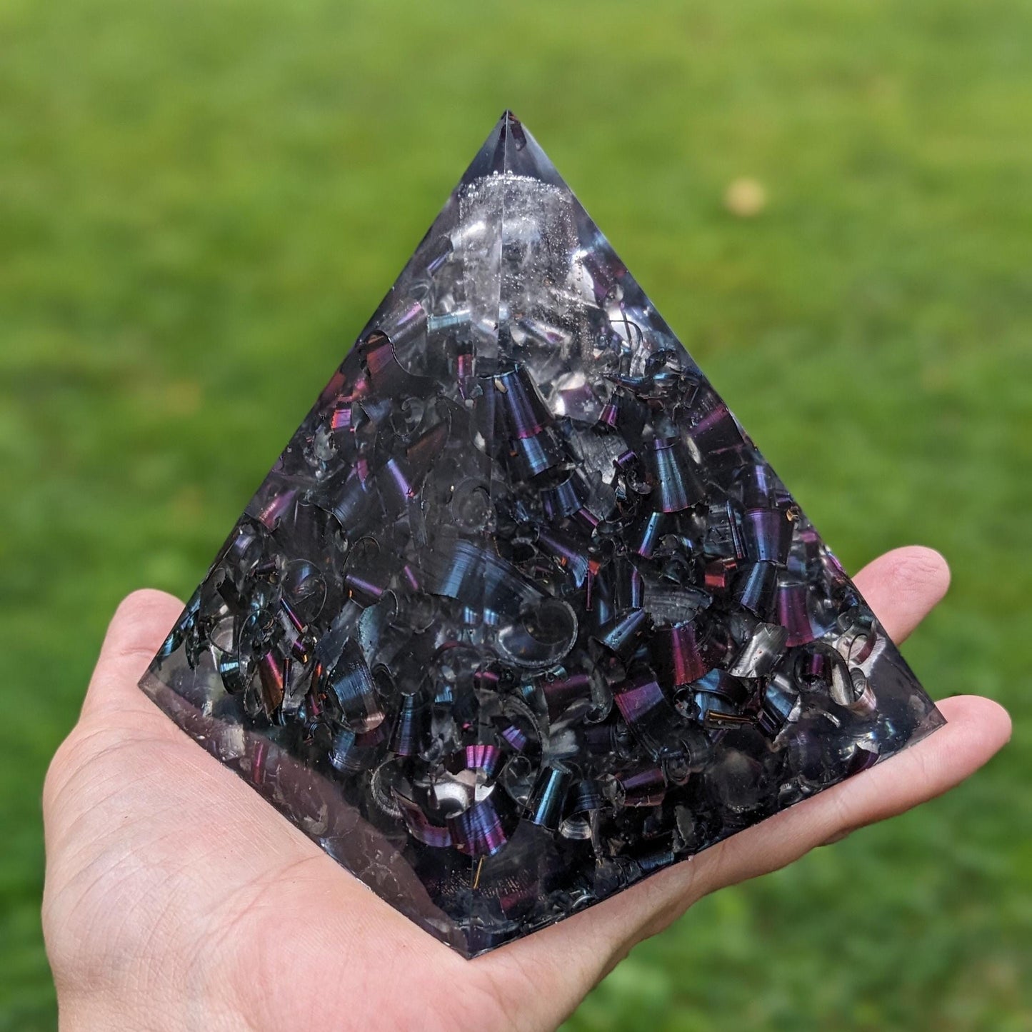 Orgonite Pyramid – Handmade Resin & Metal Desktop Decor – Compact Home or Office Accent