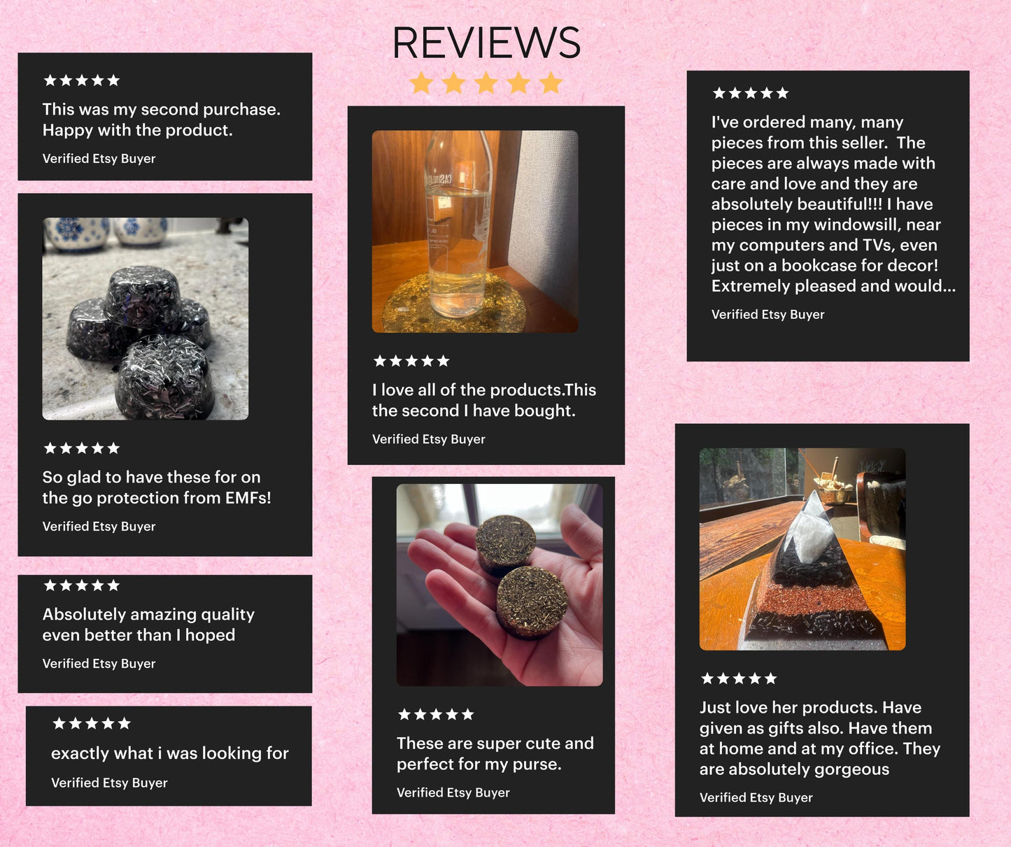 Handmade Orgonite Pyramid with Copper, Quartz & Shungite – Resin Desk Decor for Home or Office – EMF Awareness Gift