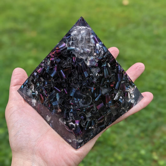 Orgonite Pyramid – Handmade Resin & Metal Desktop Decor – Compact Home or Office Accent