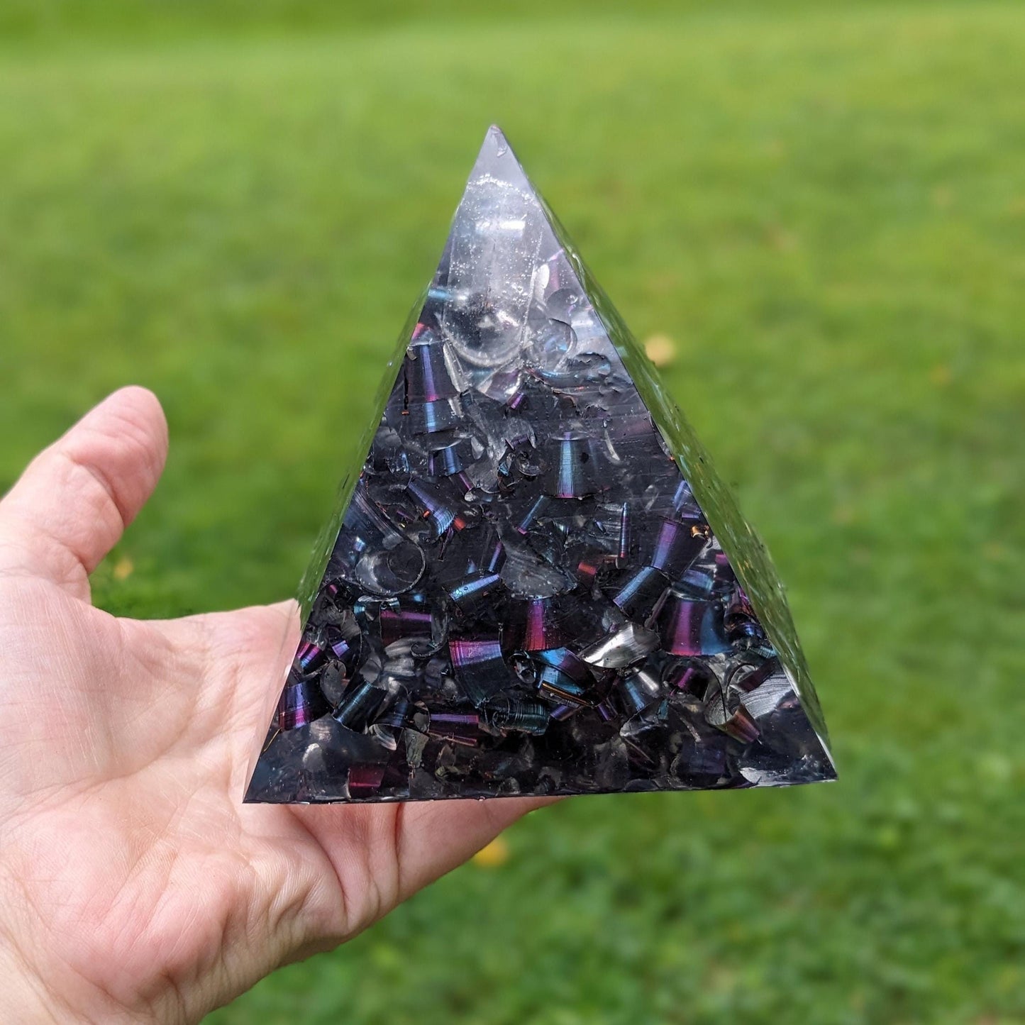Orgonite Pyramid – Handmade Resin & Metal Desktop Decor – Compact Home or Office Accent