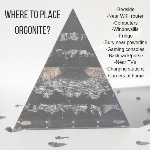 Large Orgonite Pyramid with Tower Busters & Pocket Discs – Handmade Resin Pyramid with Shungite, Quartz, Copper, Brass, Aluminum