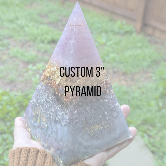 Custom 3 Inch Pyramid | Personalized Resin Pyramid with Your Choice of Metals, Stones & Colors | Handmade Desk or Shelf Decor