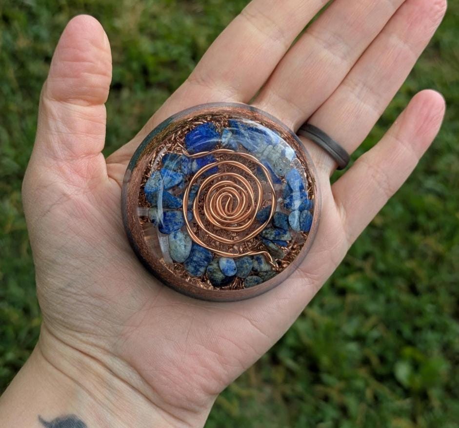 Large Orgonite Tower Buster with Lapis, Quartz & Copper | Handmade Resin Decor | EMF Awareness Gift for Home or Travel