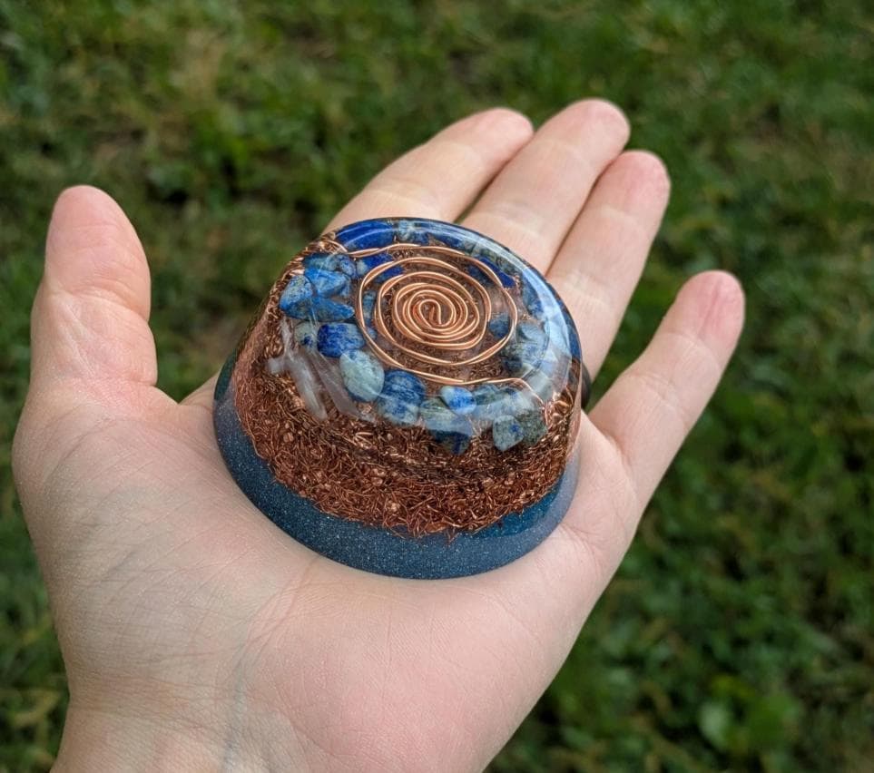 Large Orgonite Tower Buster with Lapis, Quartz & Copper | Handmade Resin Decor | EMF Awareness Gift for Home or Travel