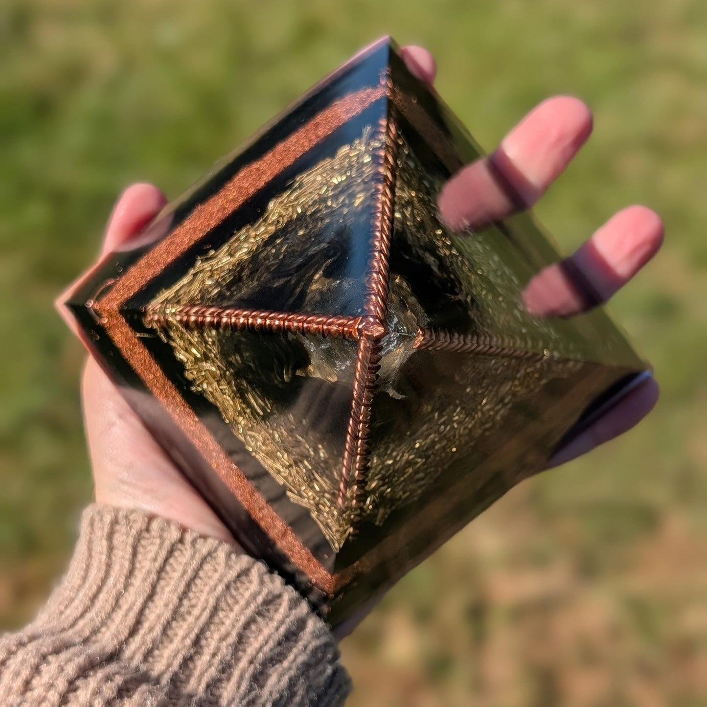 Limited Edition Orgonite Pyramid 4.5” | Handmade Copper, Brass, Quartz & Shungite EMF Protection Decor