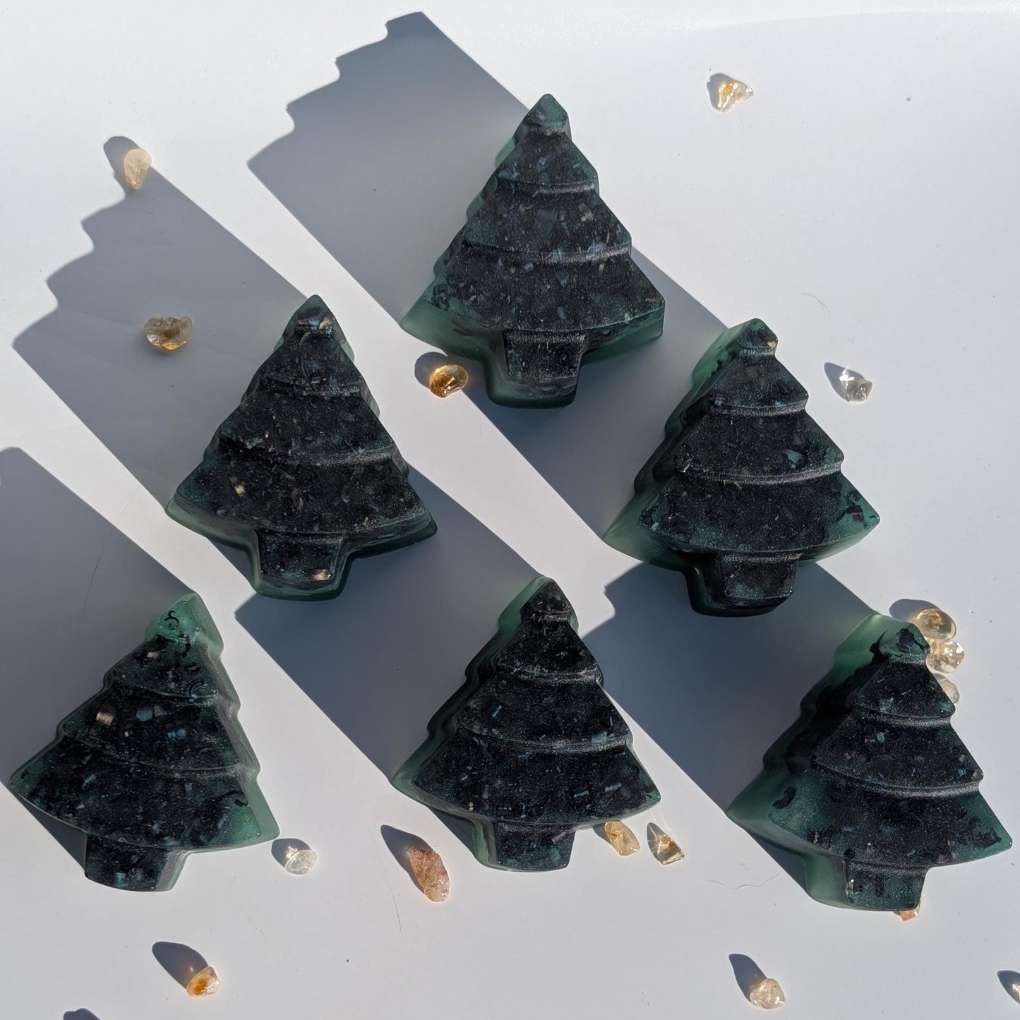 Christmas Tree Orgonite Tower Buster • Holiday Decor • Handmade Resin Tree • Metal & Crystal Casting • Unique Gift • Desk or Home Accent