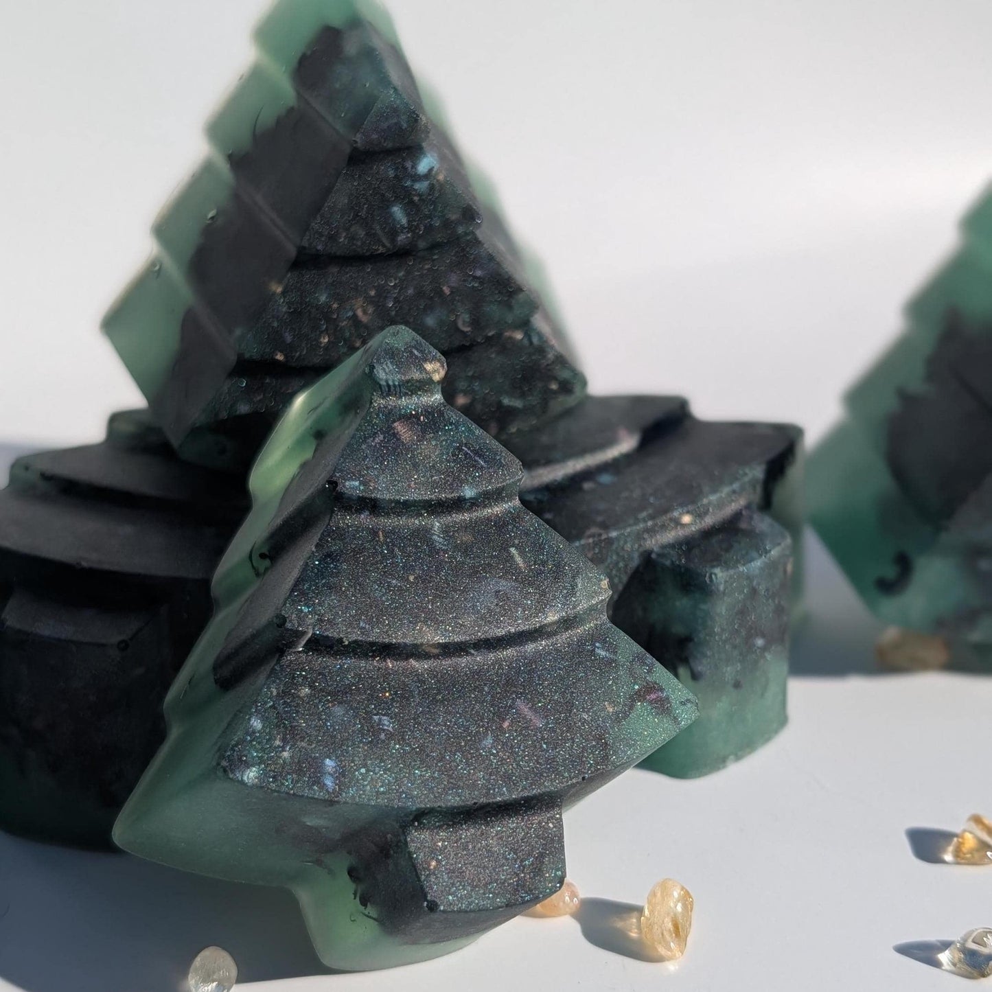 Christmas Tree Orgonite Tower Buster • Holiday Decor • Handmade Resin Tree • Metal & Crystal Casting • Unique Gift • Desk or Home Accent