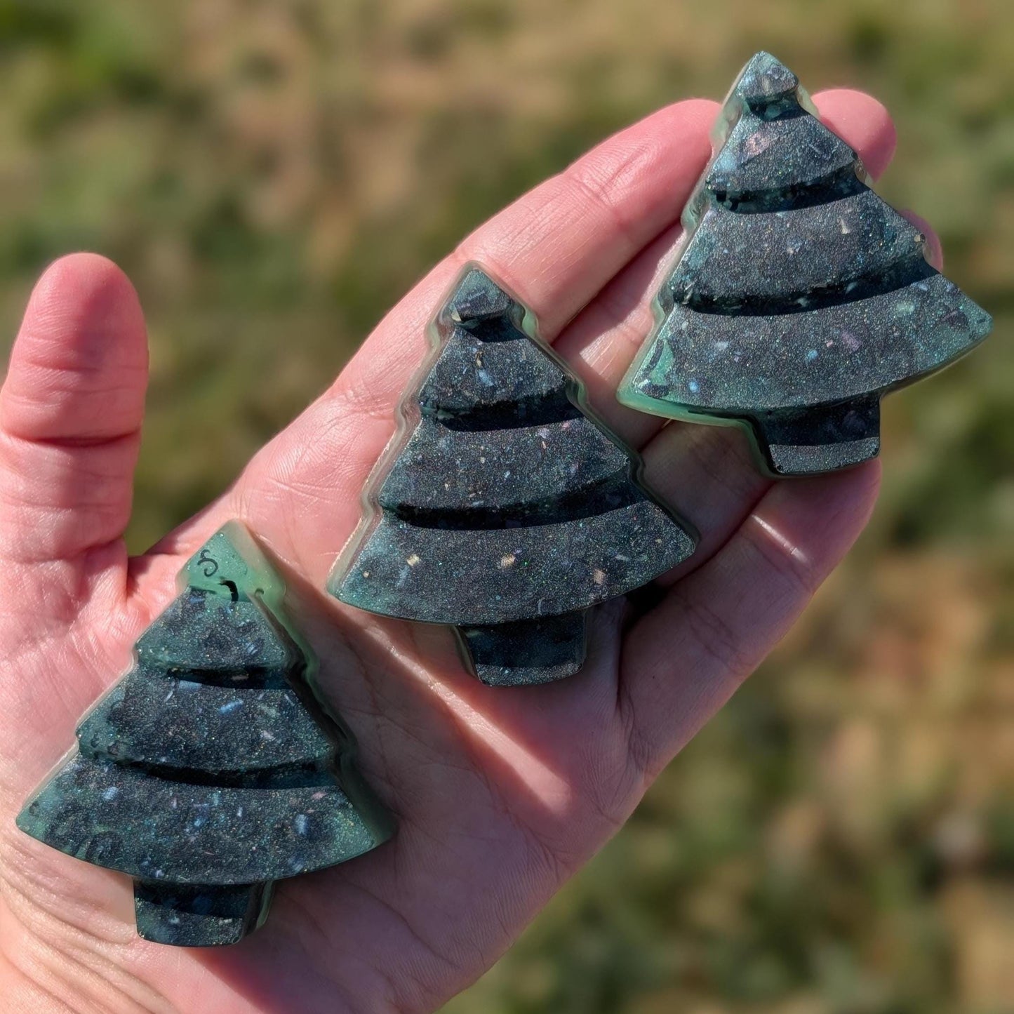 Christmas Tree Orgonite Tower Buster • Holiday Decor • Handmade Resin Tree • Metal & Crystal Casting • Unique Gift • Desk or Home Accent