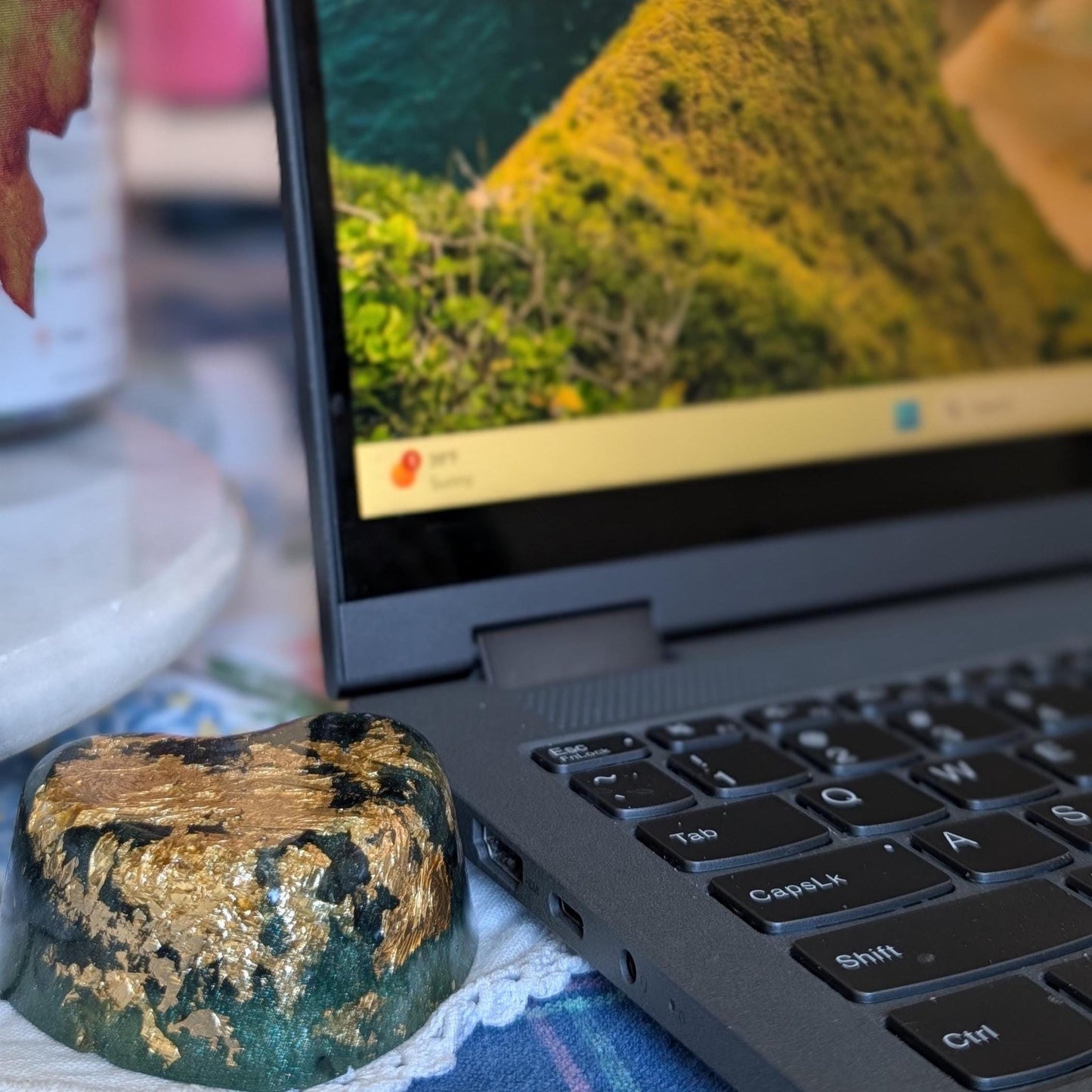 Heart Shaped Orgonite Tower Buster • Quartz Gold Steel Resin Heart • Handmade EMF Desk Decor • Unique Gift • Small Resin Art Accent